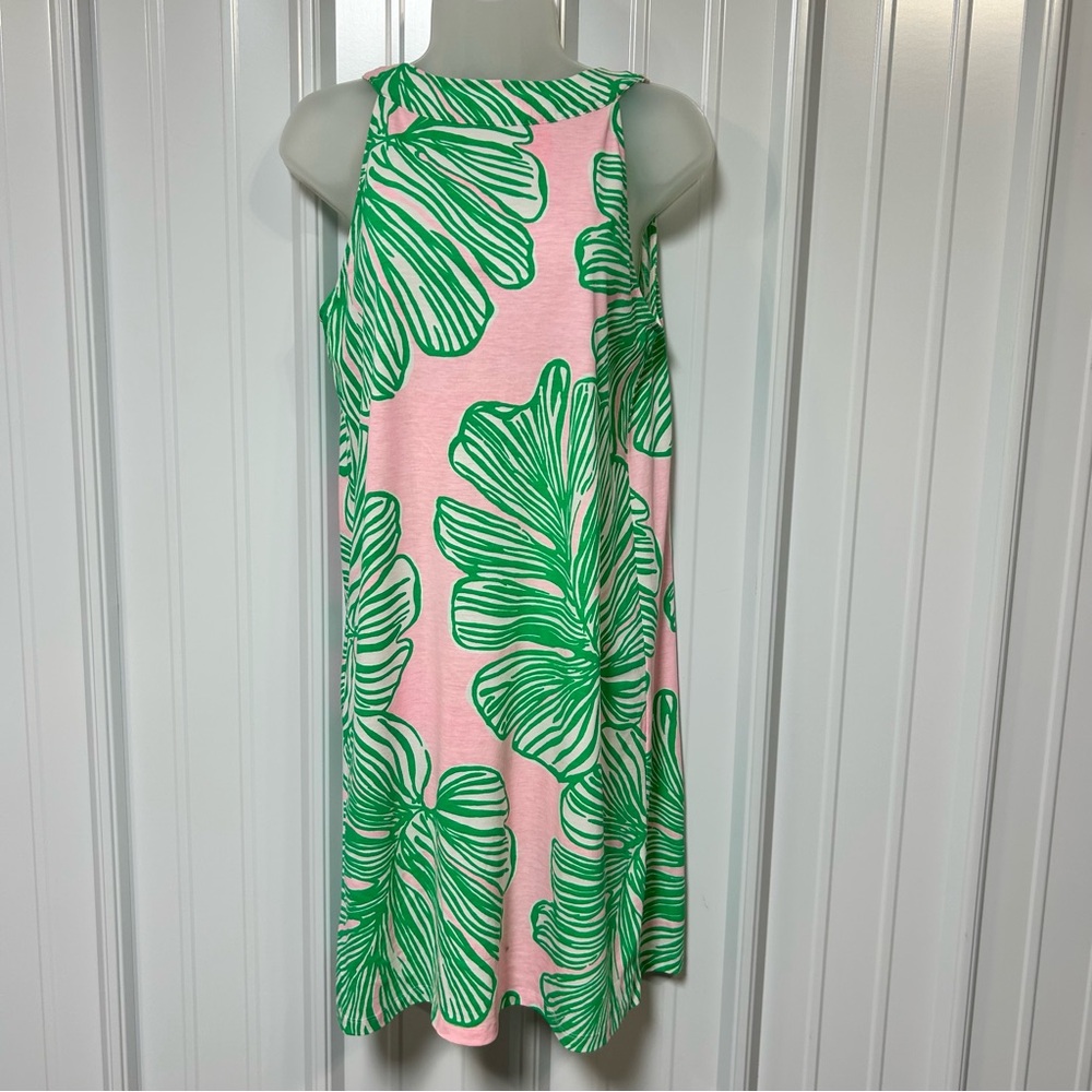 Lilly Pulitzer Ross Shift Dress S Pink White Green Who Let The Fronds Out Sleeve